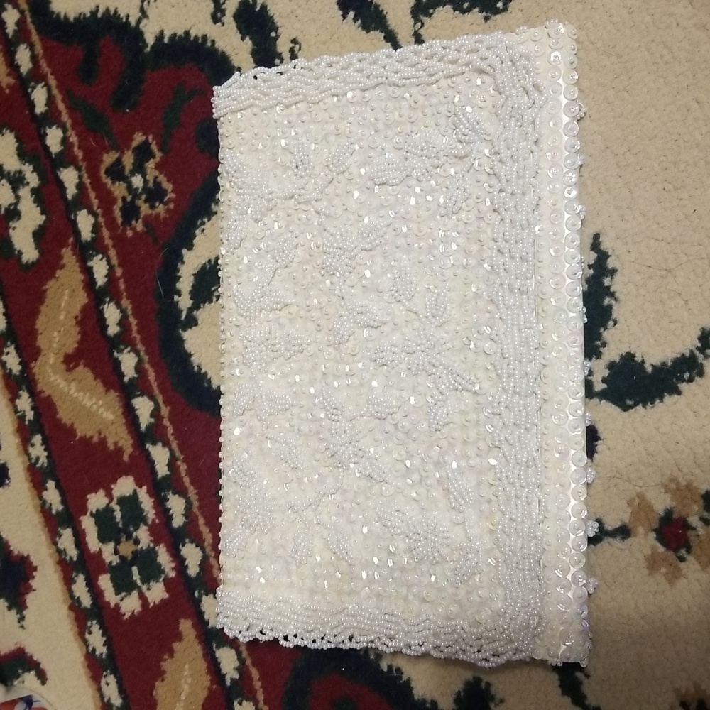 Gorgeous satin and sequins formal clutch bag